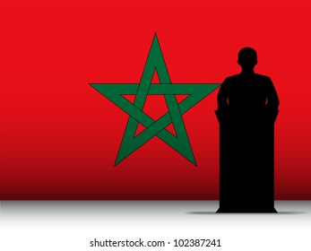 Vector - Morocco  Speech Tribune Silhouette with Flag Background