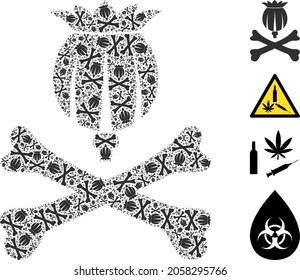 La composición de opio mortal vectorial está diseñada a partir de pictogramas de opio mortal dispersos. Composición recursiva de opio mortal.