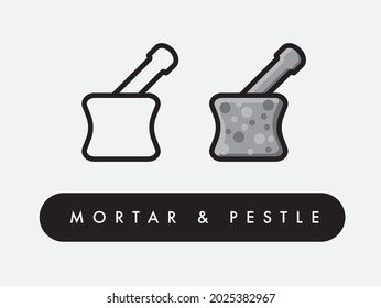 Vector mortal and pestle ground spice icon illustration