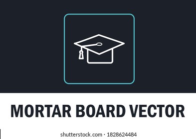 Vector of mortar board isolated on dark background. For designer.