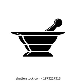 Vector Mortar Icon Silhouette Isolated on White Background.