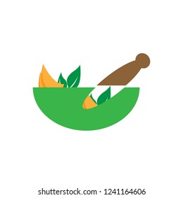 vector mortar leaf herbal icon