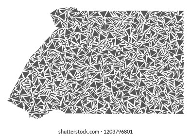 Vector mosaic abstract Equatorial Guinea map of flat triangles in gray color.