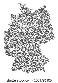 Vector mosaic abstract Germany map of flat triangles in gray color.