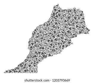 Vector mosaic abstract Morocco map of flat triangles in gray color.