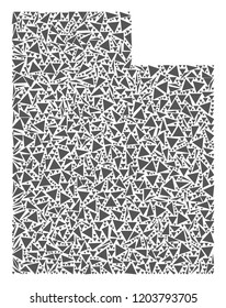Vector mosaic abstract Utah State map of flat triangles in gray color.