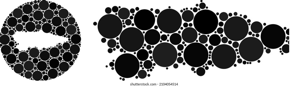 Vector mosaic Asturias Province map of circle dots. Mosaic geographic Asturias Province map is designed as stencil from circle with circle dots in black color hues.