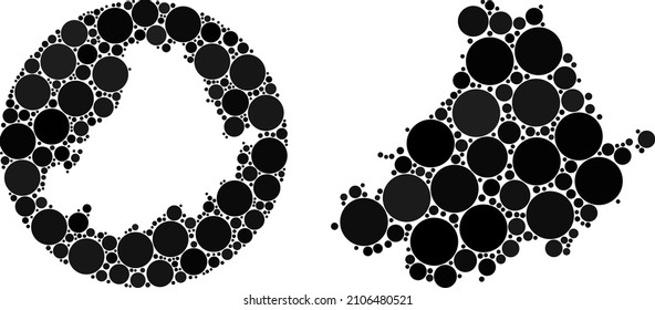 Vector mosaic Avila Province map of circle elements. Mosaic geographic Avila Province map is created as stencil from circle with circle elements in black color hues.