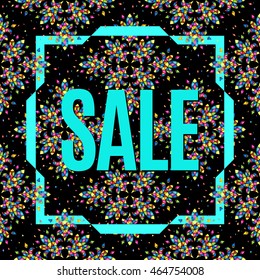Vector mosaic background. Color tile texture seamless ornament with type - sale