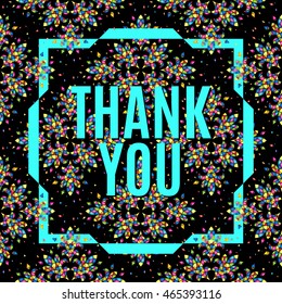 Vector mosaic background. Color tile texture seamless ornament with type - thank you