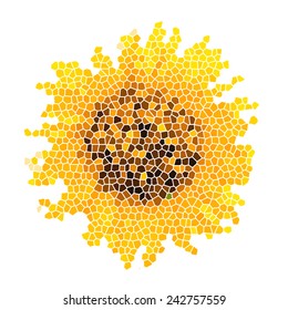 Vector mosaic background. Flower sunflower. Vector color ton dots.