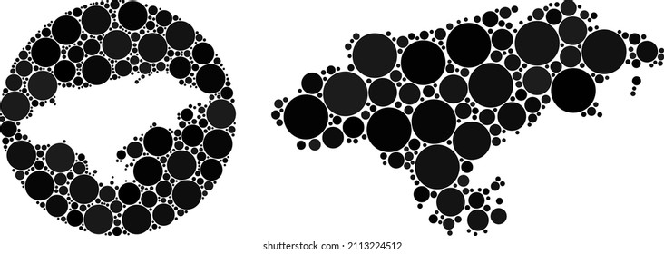 Vector mosaic Cantabria Province map of spheric dots. Mosaic geographic Cantabria Province map is designed as carved shape from round shape with spheric dots in black colors.
