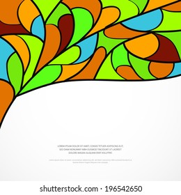 Vector mosaic card with colorful shapes.