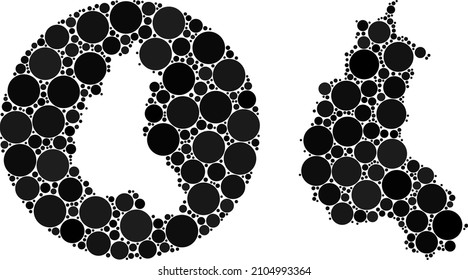 Vector mosaic Champagne Province map of round parts. Mosaic geographic Champagne Province map constructed as carved shape from round shape with round items in black colors.