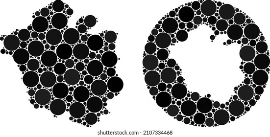 Vector mosaic Chandigarh City map of spheric dots. Mosaic geographic Chandigarh City map constructed as carved shape from circle with spheric dots in black color hues.
