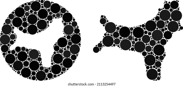 Vector mosaic Christmas Island map of round items. Mosaic geographic Christmas Island map created as stencil from round shape with spheric items in black color hues.