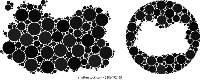 Vector mosaic Ciudad Real Province map of round elements. Mosaic geographic Ciudad Real Province map created as carved shape from round shape with circle dots in black colors.