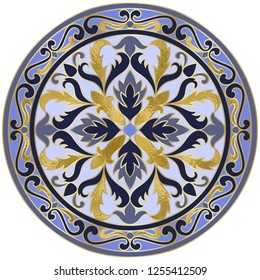 Vector Mosaic Classic Floral Medallion with Gold Foil