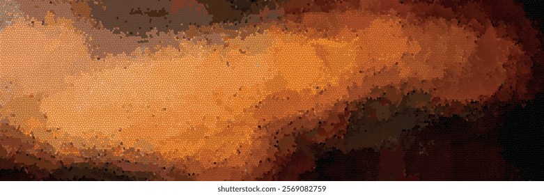 vector mosaic effect with a blended variations of orange, brown, and dark brownish-gray tones, creating a rich, textured feel overlapping polygonal colors that create and form an indistinct abstract