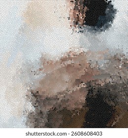 vector mosaic effect with a dark ash brown, light beige brown, and white overlapping polygonal colors create a textured appearance and form an indistinct abstract form 1