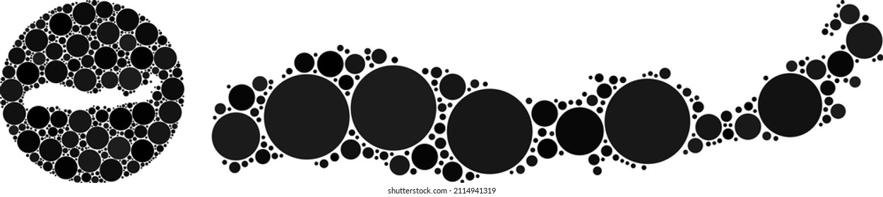 Vector mosaic Flores Island of Indonesia map of spheric elements.