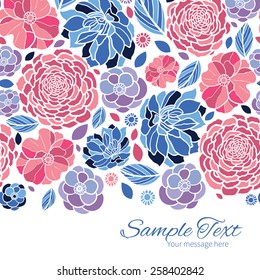 Vector mosaic flowers horizontal border card template