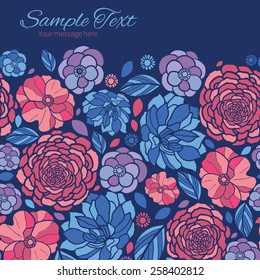 Vector Mosaic Flowers Horizontal Frame Seamless Pattern Background
