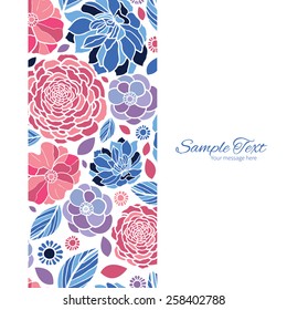 Vector mosaic flowers vertical frame seamless pattern background