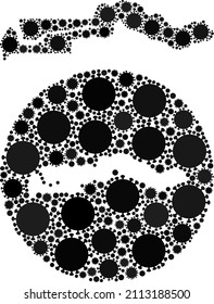 Vector mosaic the Gambia map of flu virus items. Mosaic geographic the Gambia map created as hole from circle with flu virus items in black color hues. Template for pandemic warnings.
