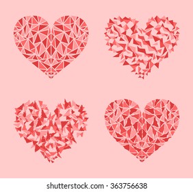 Vector mosaic hearts set