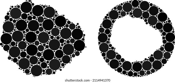 Vector mosaic La Gomera Island map of circle parts. Mosaic geographic La Gomera Island map designed as carved shape from round shape with circle items in black color hues.
