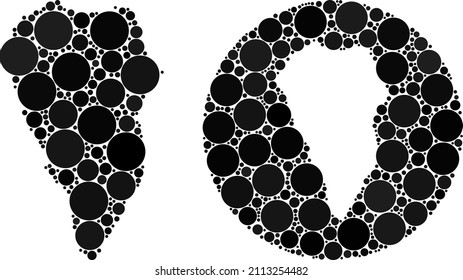 Vector mosaic La Palma Island map of round elements. Mosaic geographic La Palma Island map designed as hole from round shape with sphere elements in black color hues.