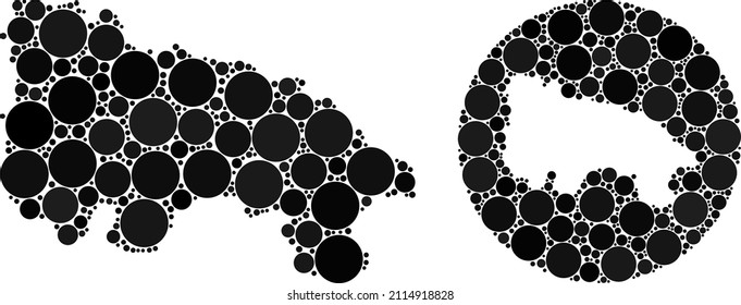 Vector mosaic La Rioja of Spain map of circle parts. Mosaic geographic La Rioja of Spain map is designed as stencil from round shape with circle parts in black color hues.