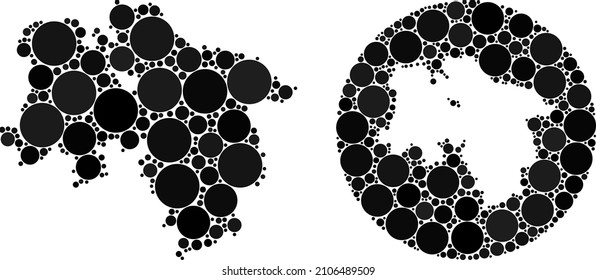 Vector mosaic Lower Saxony Land map of round dots. Mosaic geographic Lower Saxony Land map designed as carved shape from round shape with circle dots in black color hues.