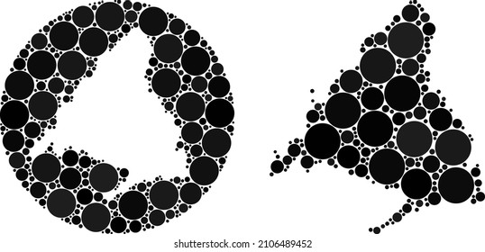 Vector mosaic Madrid Province map of sphere items. Mosaic geographic Madrid Province map is constructed as stencil from circle with circle dots in black colors.