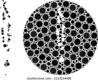 Vector mosaic Maldives map of sars virus icons. Mosaic geographic Maldives map constructed as subtraction from round shape with flu virus icons in black color hues. Illustration for lockdown purposes.