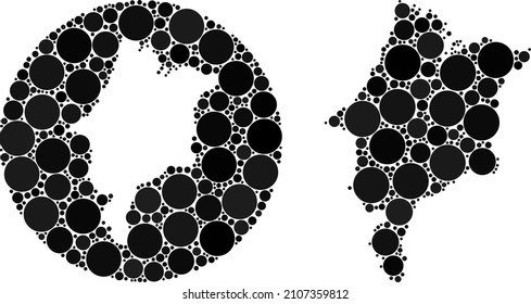 Vector mosaic Maranhao State map of round dots. Mosaic geographic Maranhao State map is designed as hole from round shape with round parts in black colors. Dot vector mosaic Maranhao State map.