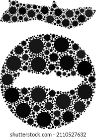 Vector mosaic Molokai Island map of virus items. Mosaic geographic Molokai Island map created as carved shape from round shape with SARS virus icons in black colors. Template for isolation templates.