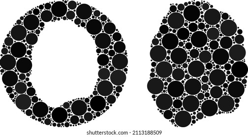Vector mosaic Nevis Island map of round dots. Mosaic geographic Nevis Island map designed as carved shape from round shape with round dots in black colors. Dotted vector mosaic Nevis Island map.