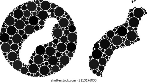 Vector mosaic Niihau Island map of spheric dots. Mosaic geographic Niihau Island map is designed as subtraction from circle with spheric items in black colors. Dotted vector mosaic Niihau Island map.