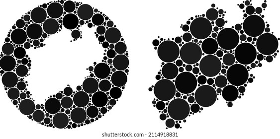 Vector mosaic North Rhine-Westphalia Land map of spheric elements.
