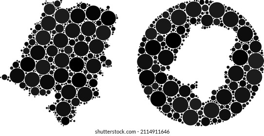 Vector mosaic Opole Voivodeship map of circle dots. Mosaic geographic Opole Voivodeship map designed as hole from circle with sphere dots in black colors. Dot vector mosaic Opole Voivodeship map.