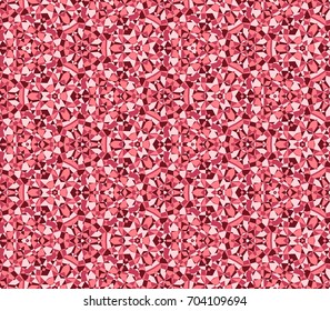 Vector mosaic ornament, geometric seamless pattern, abstract kaleidoscopic background in pink colors
