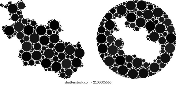 Vector mosaic Overijssel Province map of circle dots. Mosaic geographic Overijssel Province map is constructed as subtraction from circle with circle dots in black color hues.