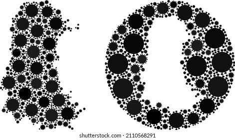 Vector mosaic Palencia Province map of SARS virus icons. Mosaic geographic Palencia Province map created as carved shape from round shape with SARS virus items in black color hues.