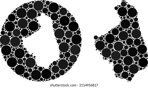 Vector mosaic Podlaskie Voivodeship map of circle items. Mosaic geographic Podlaskie Voivodeship map created as carved shape from round shape with round items in black colors.