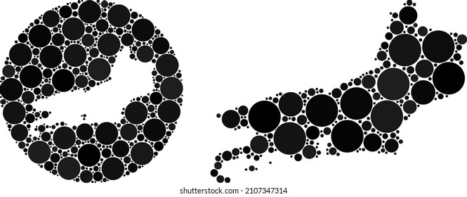 Vector mosaic Rio de Janeiro State map of sphere dots. Mosaic geographic Rio de Janeiro State map designed as hole from round shape with sphere dots in black color hues.