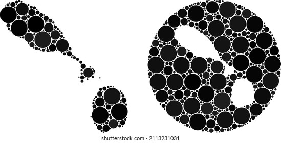 Vector mosaic Saint Kitts and Nevis map of round parts. Mosaic geographic Saint Kitts and Nevis map constructed as carved shape from round shape with round elements in black colors.
