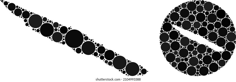 Vector mosaic Sao Jorge Island map of round items. Mosaic geographic Sao Jorge Island map is designed as stencil from round shape with circle items in black color hues.