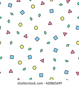 Vector mosaic seamless pattern with color geometric shapes. Retro memphis style, fashion 80-90s.